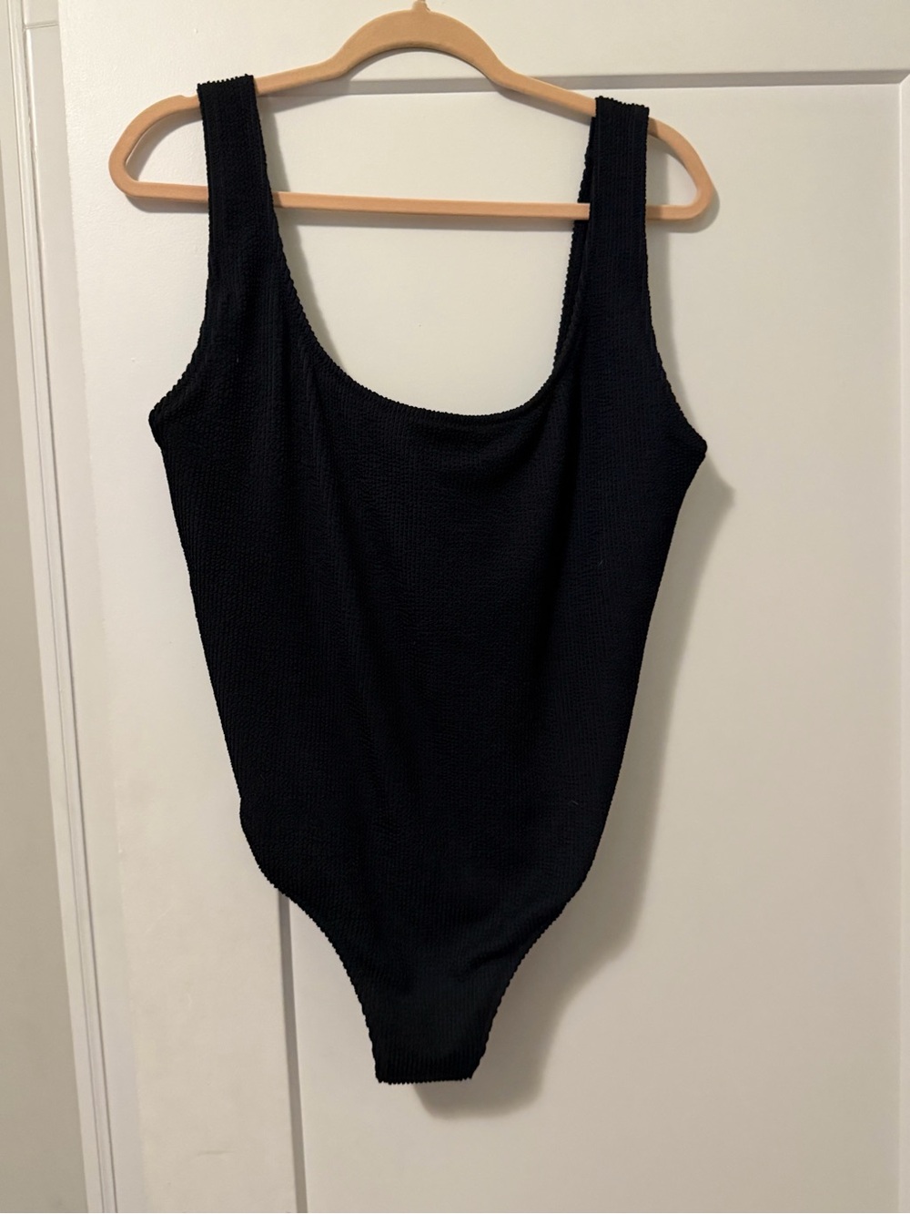 J. Crew Black Textured Scoop One-Piece Swimsuit